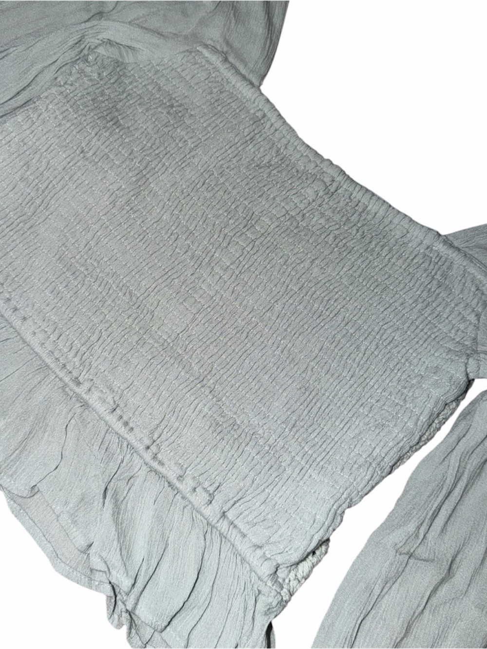 SIM & SAM Crochet Peasant Blouse in Light Blue Sage Color - Picture 8 of 8